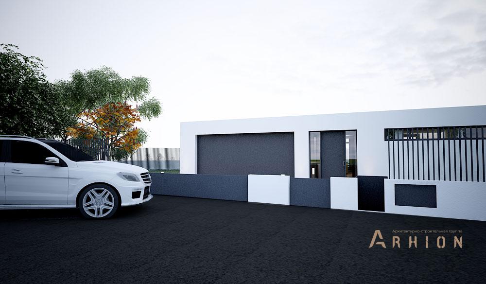 5. Проект одноэтажного дома в стиле хай-тек с плоской кровлей , N-245, площадью - 244 кв c терассой, гаражом