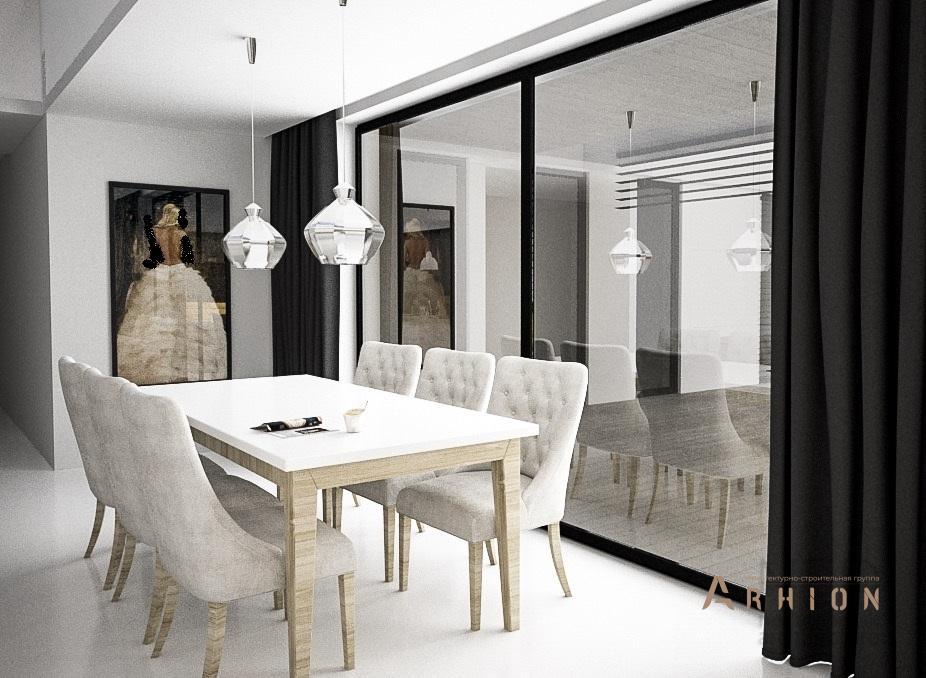 8. Проект одноэтажного дома в стиле хай-тек с плоской кровлей , N-246, площадью - 226 кв c терассой, гаражом