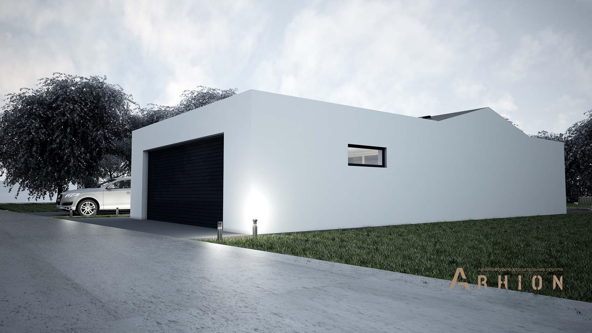 4. Проект одноэтажного дома в стиле хай-тек с плоской кровлей , N-246, площадью - 226 кв c терассой, гаражом