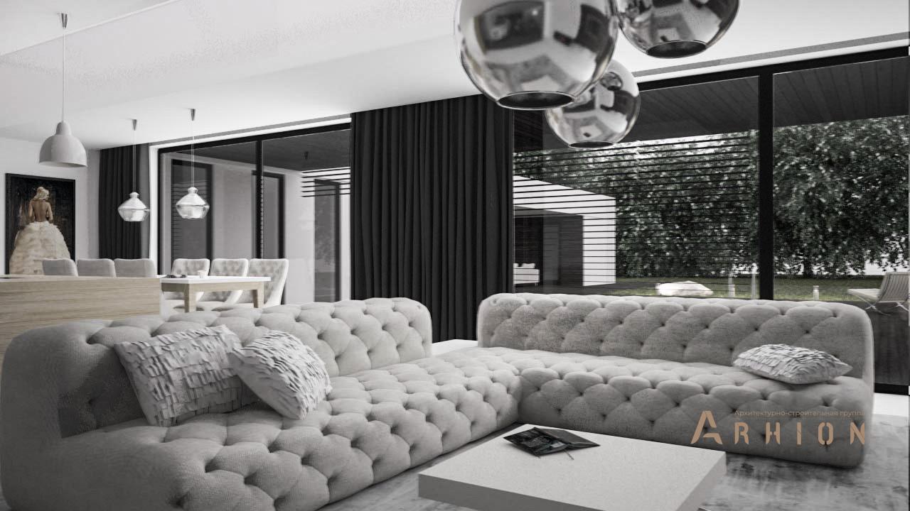 5. Проект одноэтажного дома в стиле хай-тек с плоской кровлей , N-246, площадью - 226 кв c терассой, гаражом