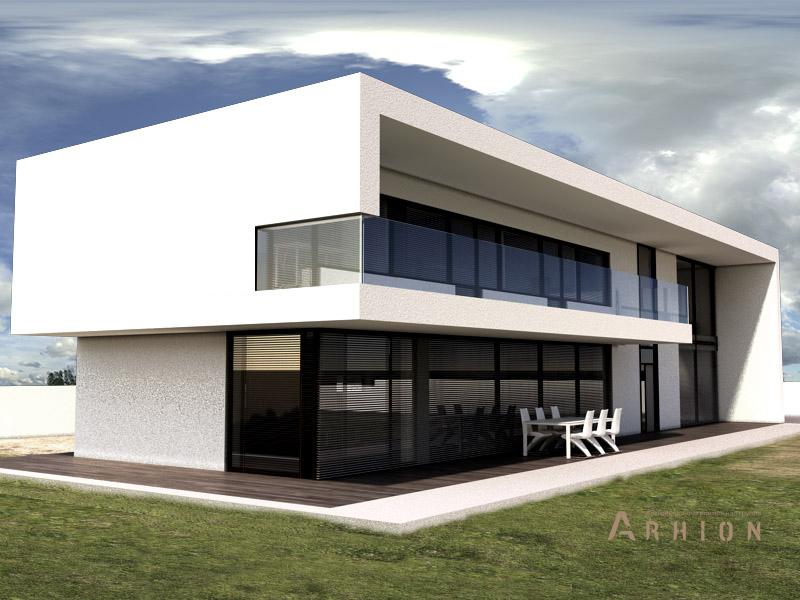 1. Проект двухэтажного дома в стиле минимализм с плоской кровлей , N-248, площадью - 248 кв