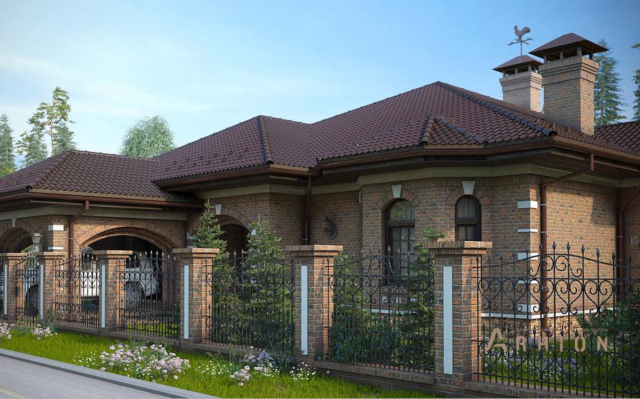 2. Проект одноэтажного дома в стиле модерн с многоскатной кровлей, N-249, площадью - 372 кв