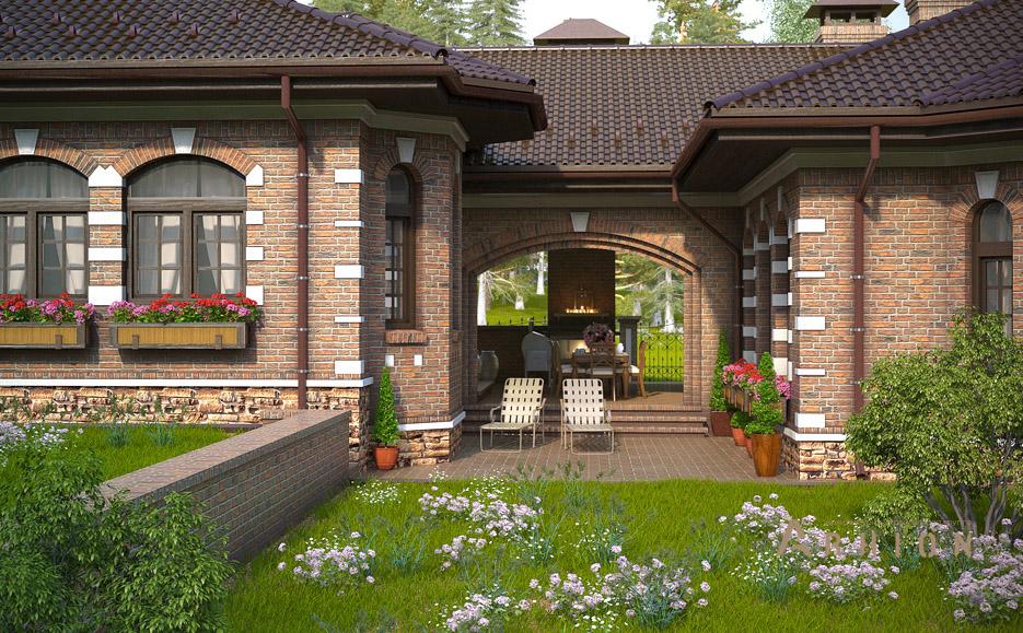 4. Проект одноэтажного дома в стиле модерн с многоскатной кровлей, N-249, площадью - 372 кв