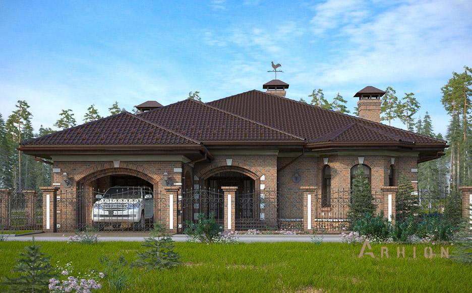 1. Проект одноэтажного дома в стиле модерн с многоскатной кровлей, N-249, площадью - 372 кв