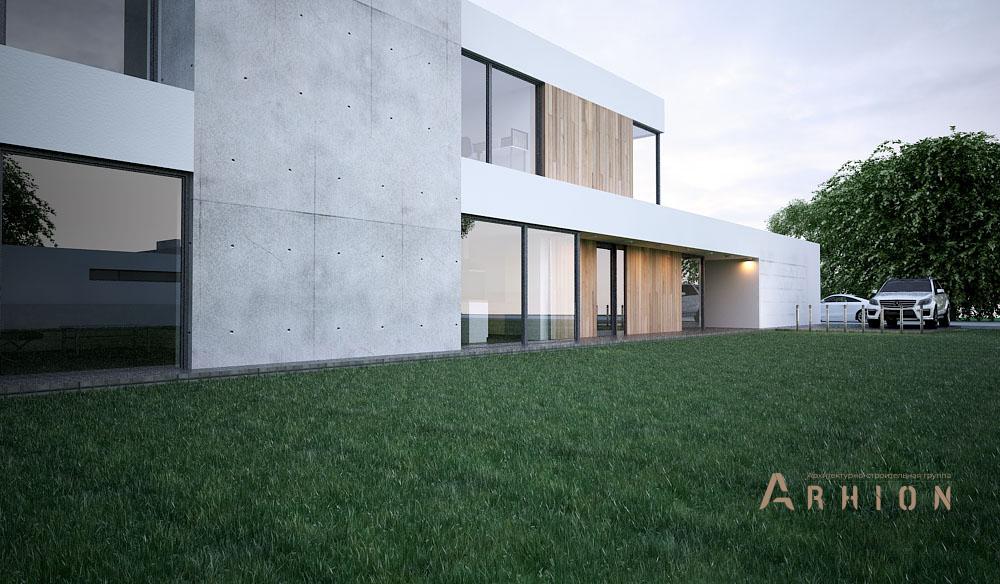 4. Проект двухэтажного дома в стиле хай-тек с плоской кровлей , N-251, площадью - 419 кв c терассой, гаражом