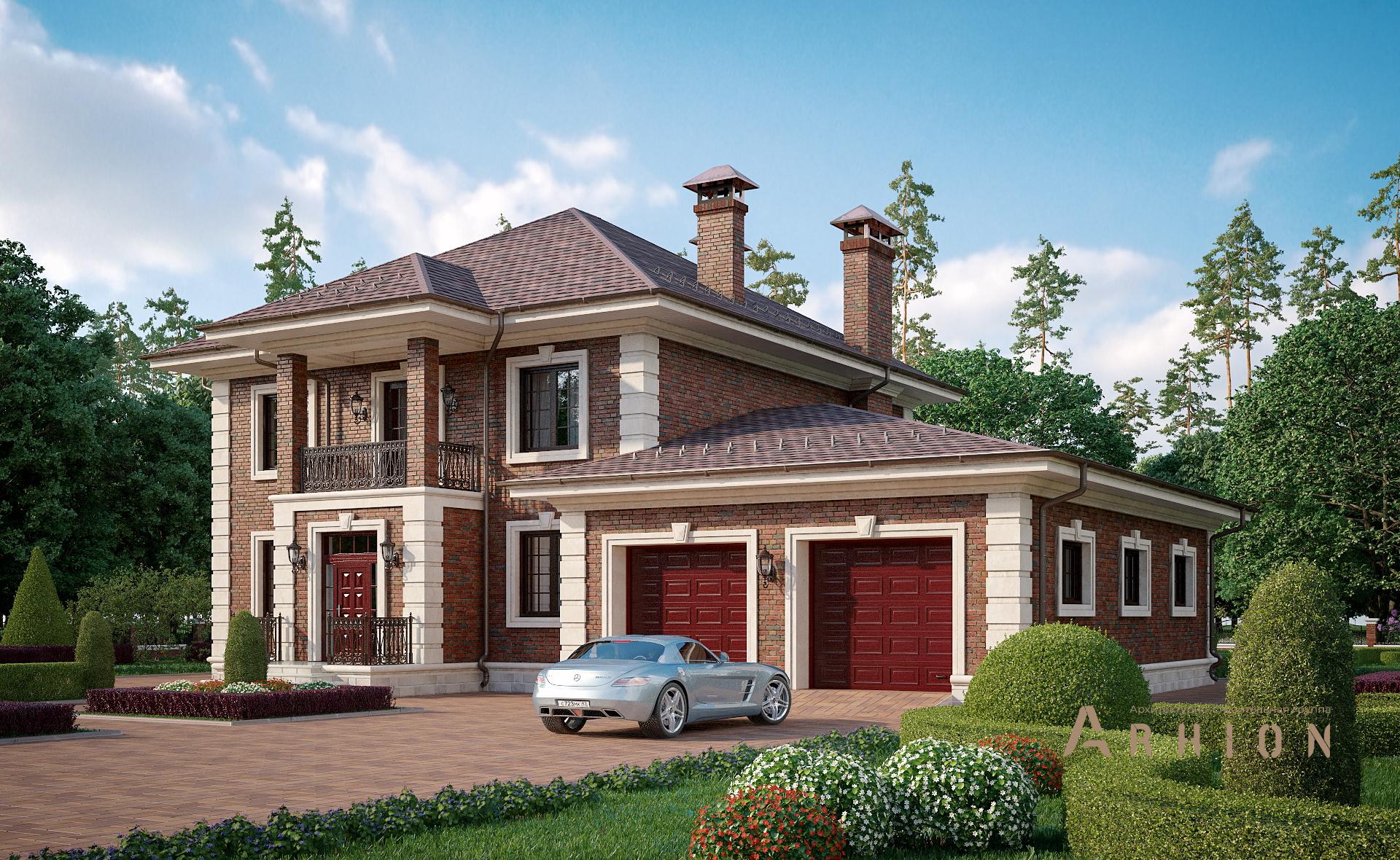 3. Проект двухэтажного дома в английском стиле с четырехскатной, N-252, площадью - 310 кв c гаражом