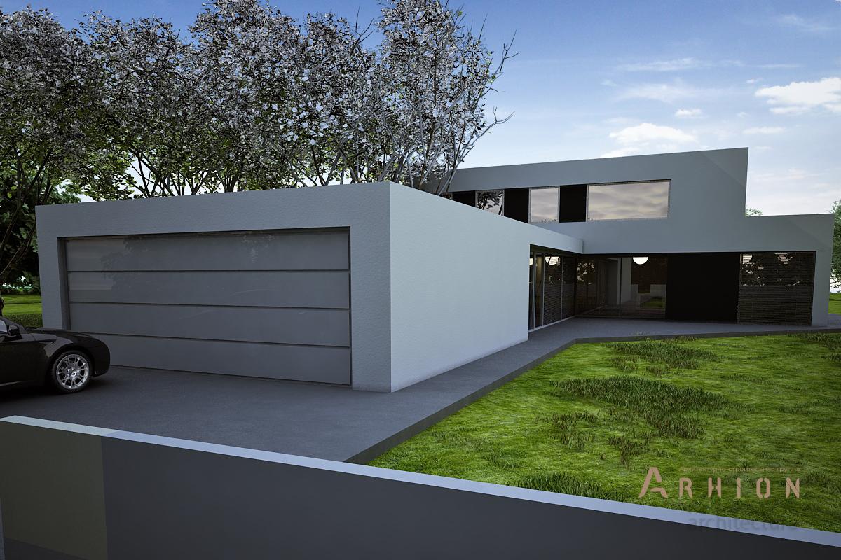 3. Проект двухэтажного дома в стиле минимализм с плоской кровлей , N-255, площадью - 254 кв c терассой, гаражом