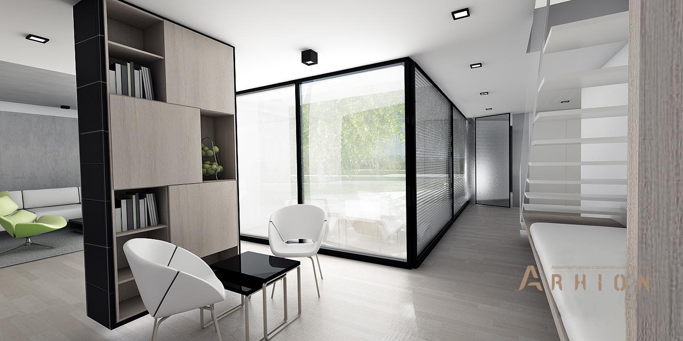 12. Проект двухэтажного дома в стиле минимализм с плоской кровлей , N-255, площадью - 254 кв c терассой, гаражом