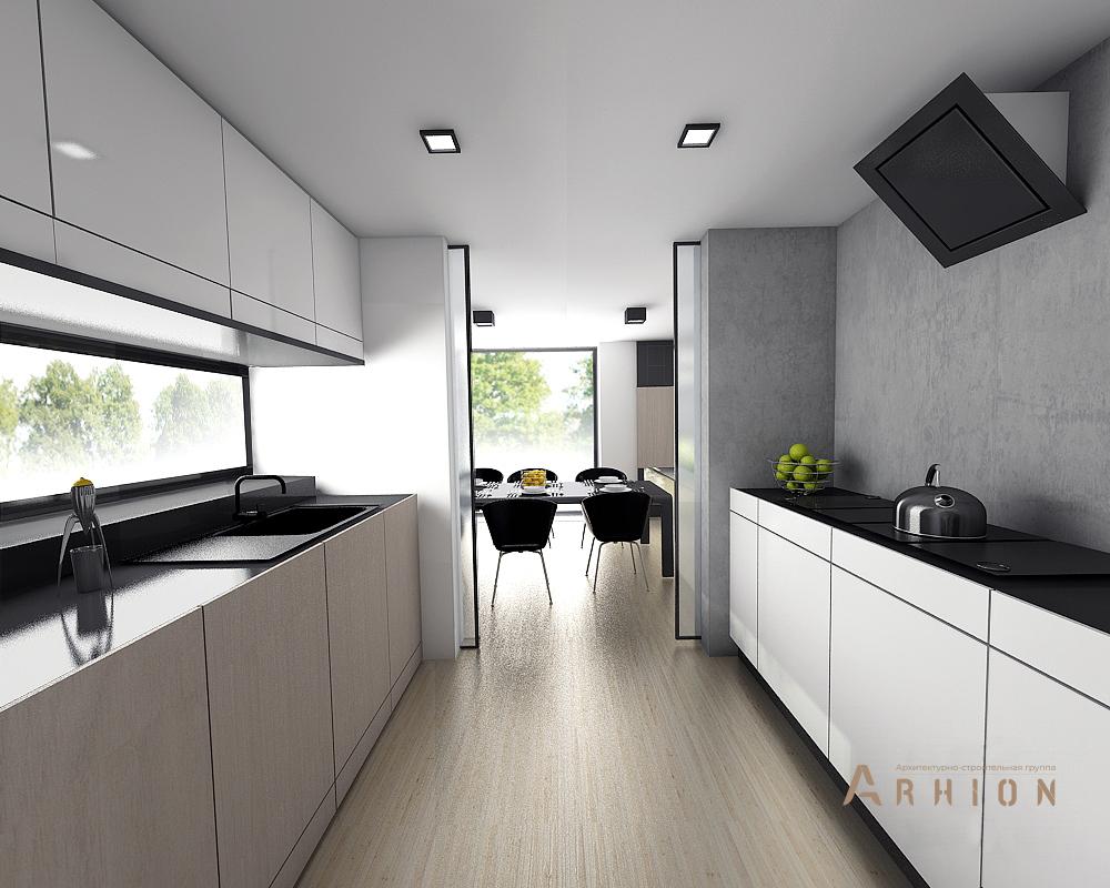 18. Проект двухэтажного дома в стиле минимализм с плоской кровлей , N-255, площадью - 254 кв c терассой, гаражом