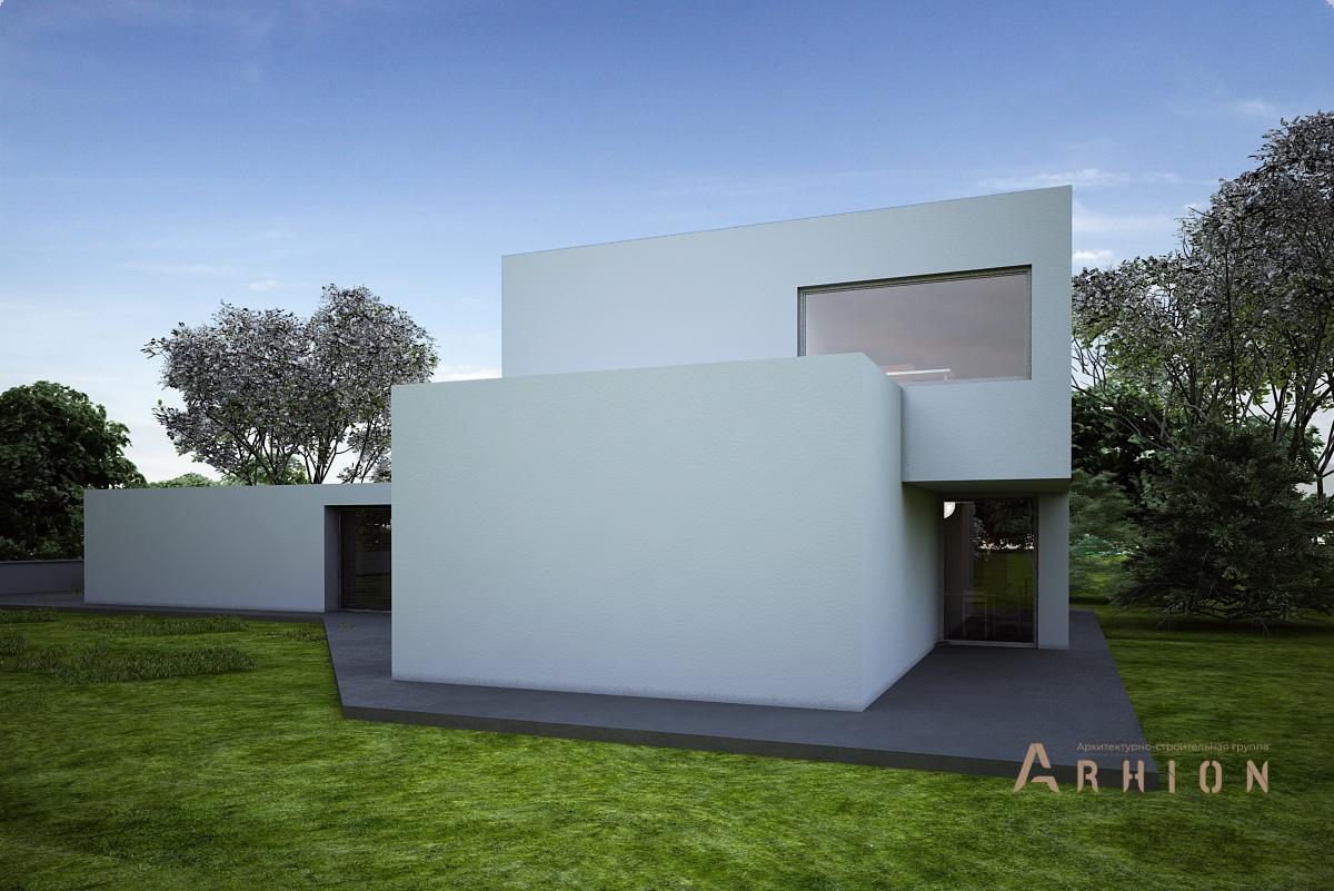 4. Проект двухэтажного дома в стиле минимализм с плоской кровлей , N-255, площадью - 254 кв c терассой, гаражом