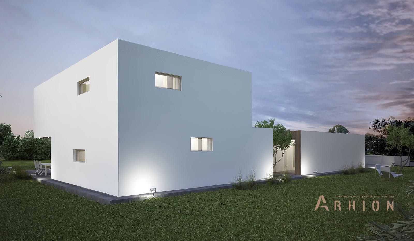 6. Проект двухэтажного дома в стиле минимализм с плоской кровлей , N-255, площадью - 254 кв c терассой, гаражом