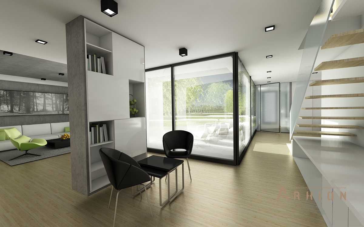 7. Проект двухэтажного дома в стиле минимализм с плоской кровлей , N-255, площадью - 254 кв c терассой, гаражом