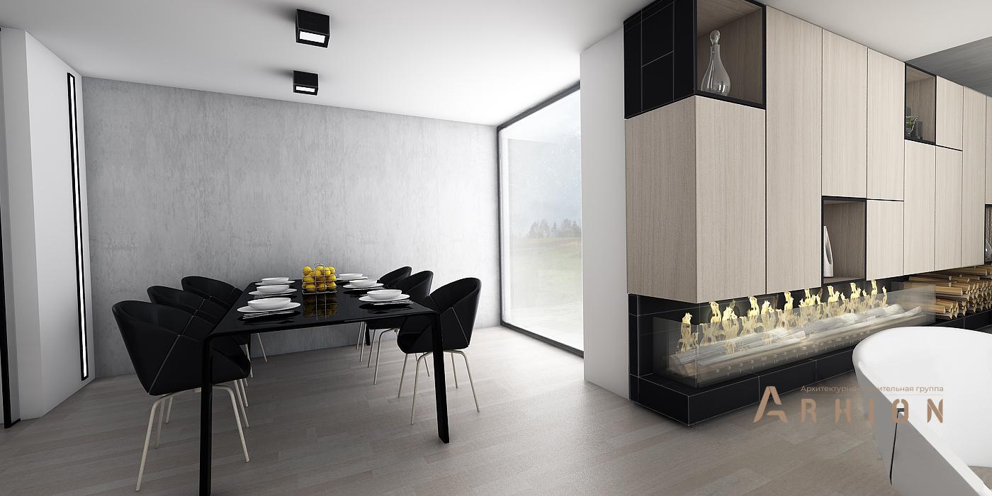 30. Проект двухэтажного дома в стиле минимализм с плоской кровлей , N-255, площадью - 254 кв c терассой, гаражом