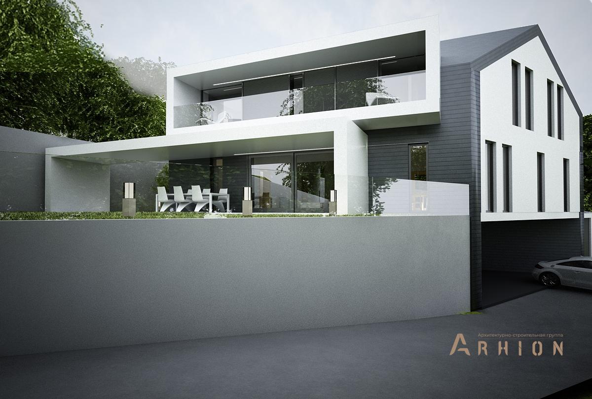 2. Проект двухэтажного дома в стиле хай-тек с плоской кровлей , N-257, площадью - 257 кв