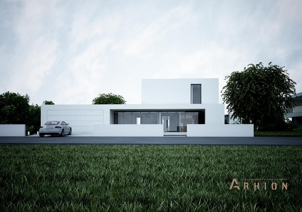 9. Проект двухэтажного дома в стиле минимализм с плоской кровлей , N-279, площадью - 279 кв c терассой, гаражом