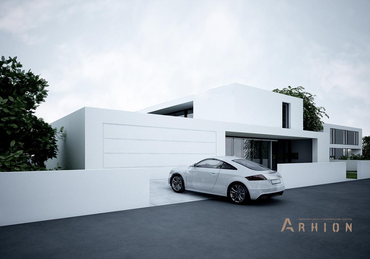 3. Проект двухэтажного дома в стиле минимализм с плоской кровлей , N-279, площадью - 279 кв c терассой, гаражом