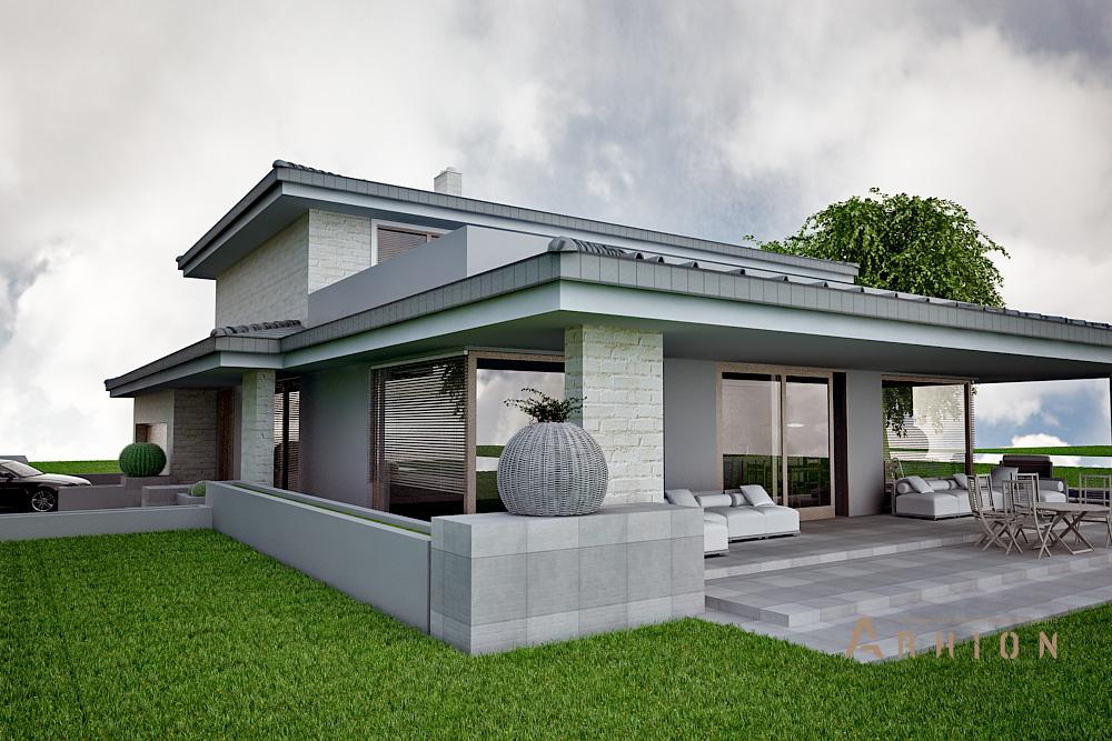 4. Проект двухэтажного дома в современном стиле с четырехскатной, N-316, площадью - 315 кв c цокольным этажом