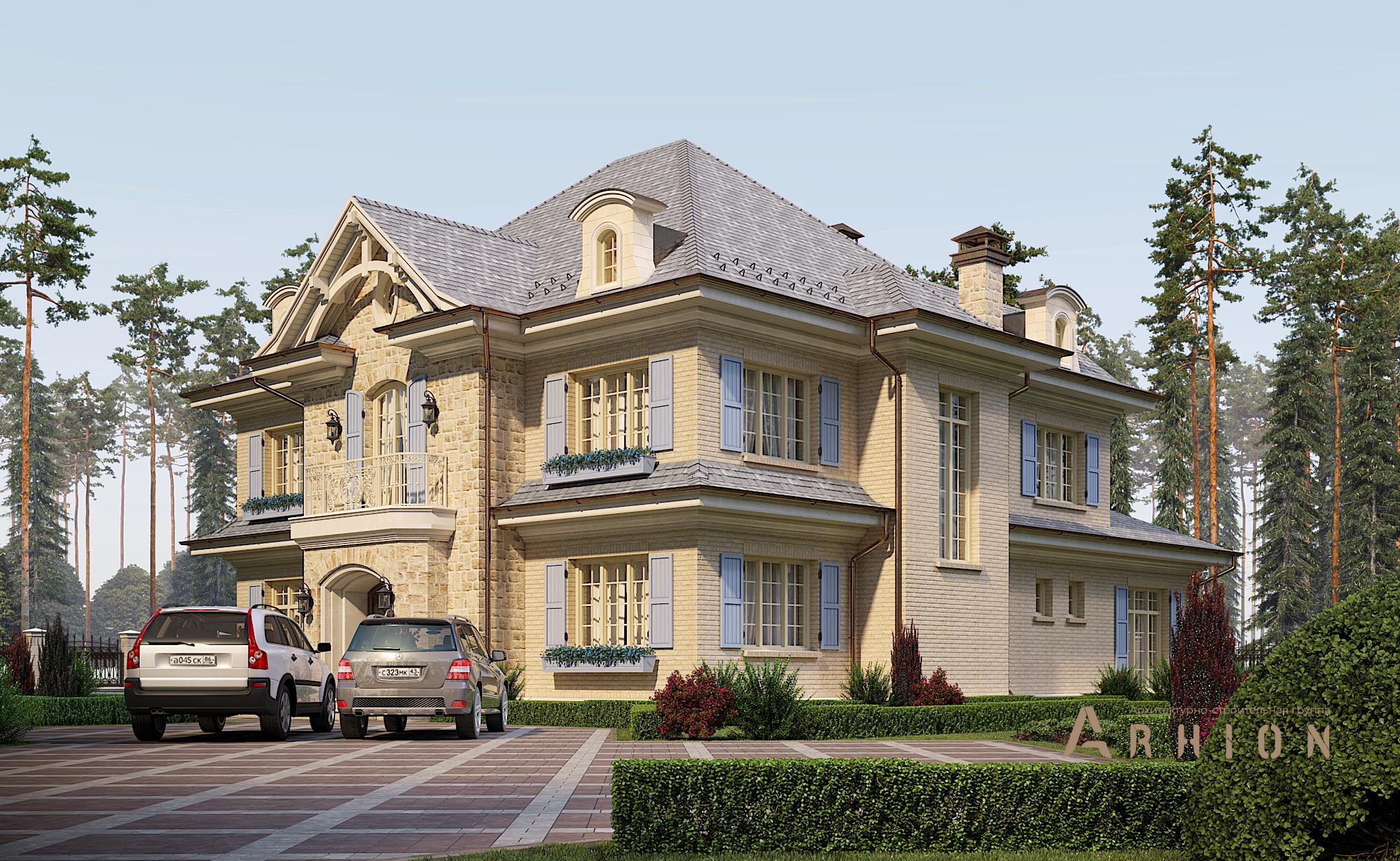 5. Проект двухэтажного дома в прованском стиле с многоскатной кровлей, N-318, площадью - 435 кв