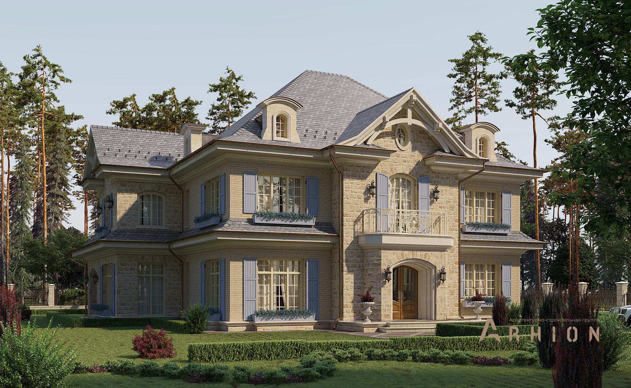 3. Проект двухэтажного дома в прованском стиле с многоскатной кровлей, N-318, площадью - 435 кв