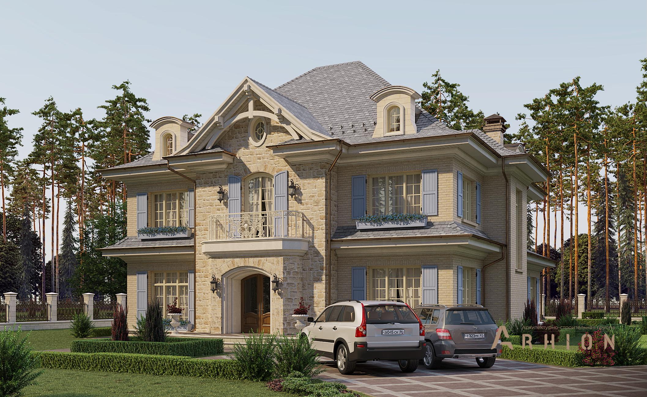 1. Проект двухэтажного дома в прованском стиле с многоскатной кровлей, N-318, площадью - 435 кв