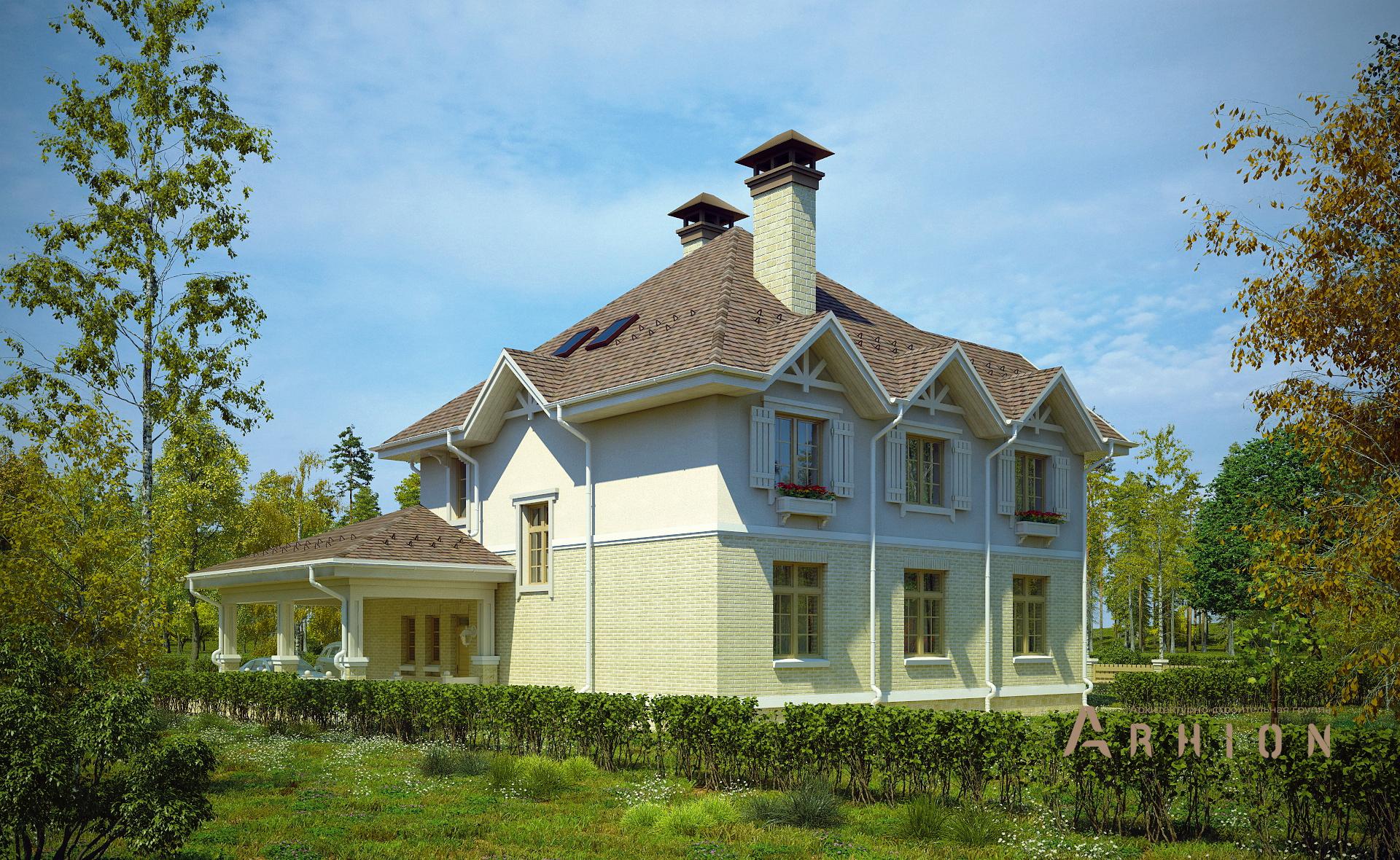 3. Проект двухэтажного дома в прованском стиле с многоскатной кровлей, N-320, площадью - 302 кв c гаражом