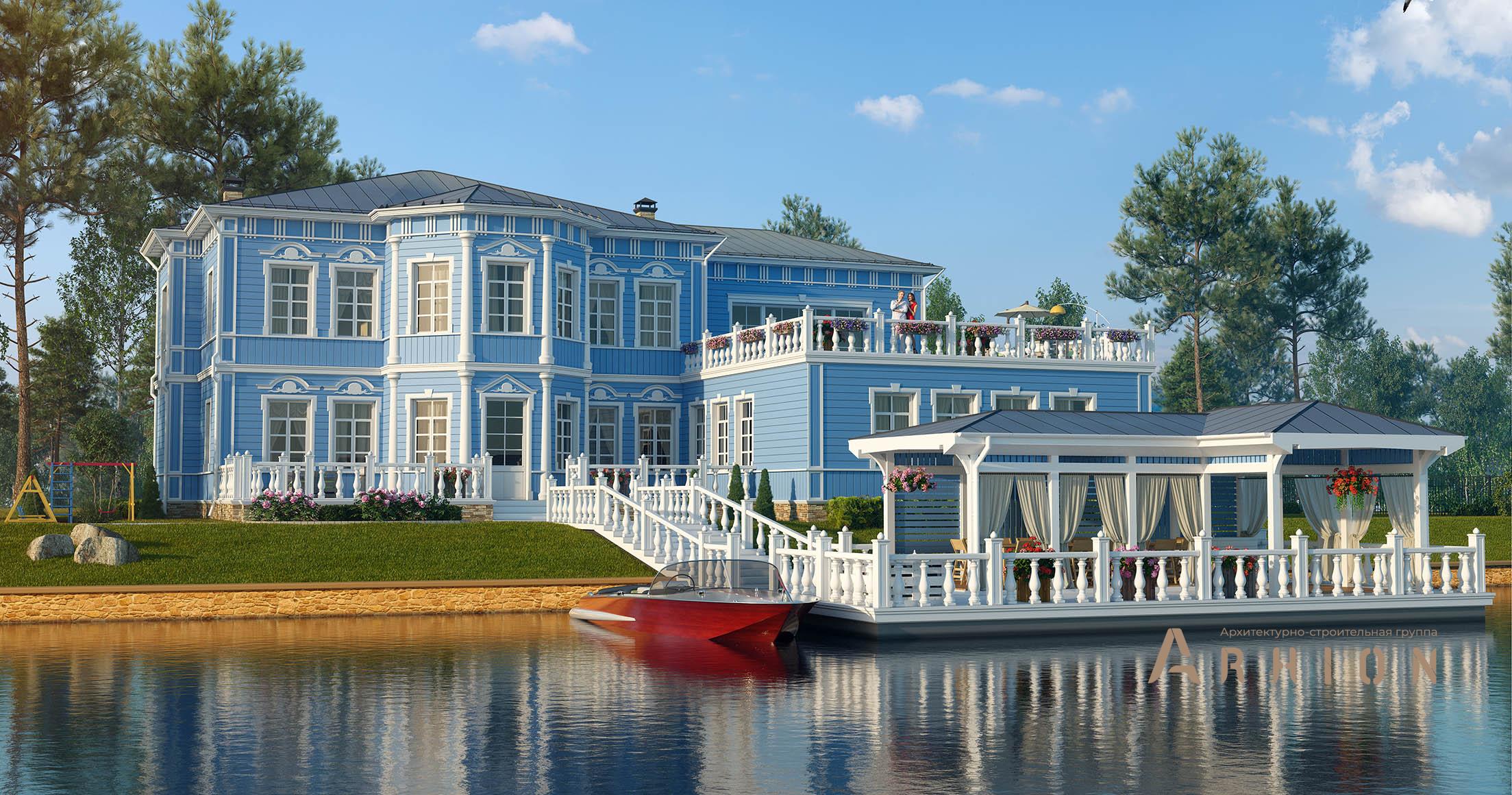 1. Проект двухэтажного дома в классическом стиле с многоскатной кровлей, N-325, площадью - 590 кв