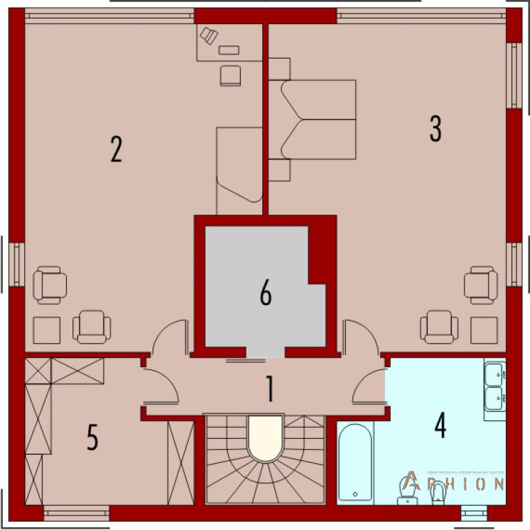 8. Проект двухэтажного дома в стиле хай-тек с плоской кровлей , R-48-25, площадью - 220 кв c балконом