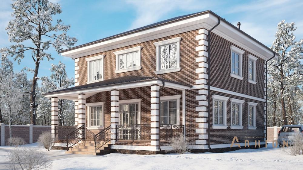 2. Проект двухэтажного дома в современном классическом стиле с четырехскатной, rs-260, площадью - 201 кв c терассой, балконом, эркером