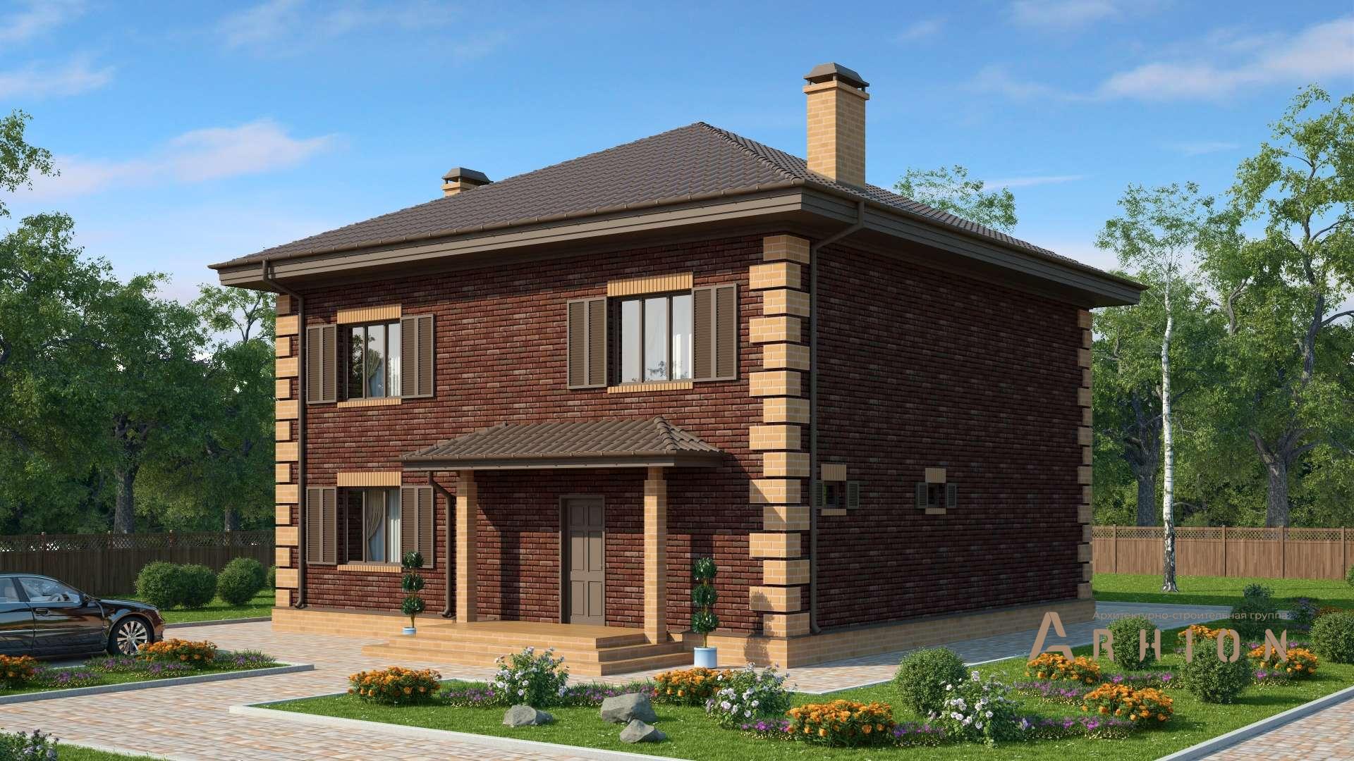 2. Проект двухэтажного дома в английском стиле с многоскатной кровлей, s-196-1, площадью - 196 кв c цокольным этажом