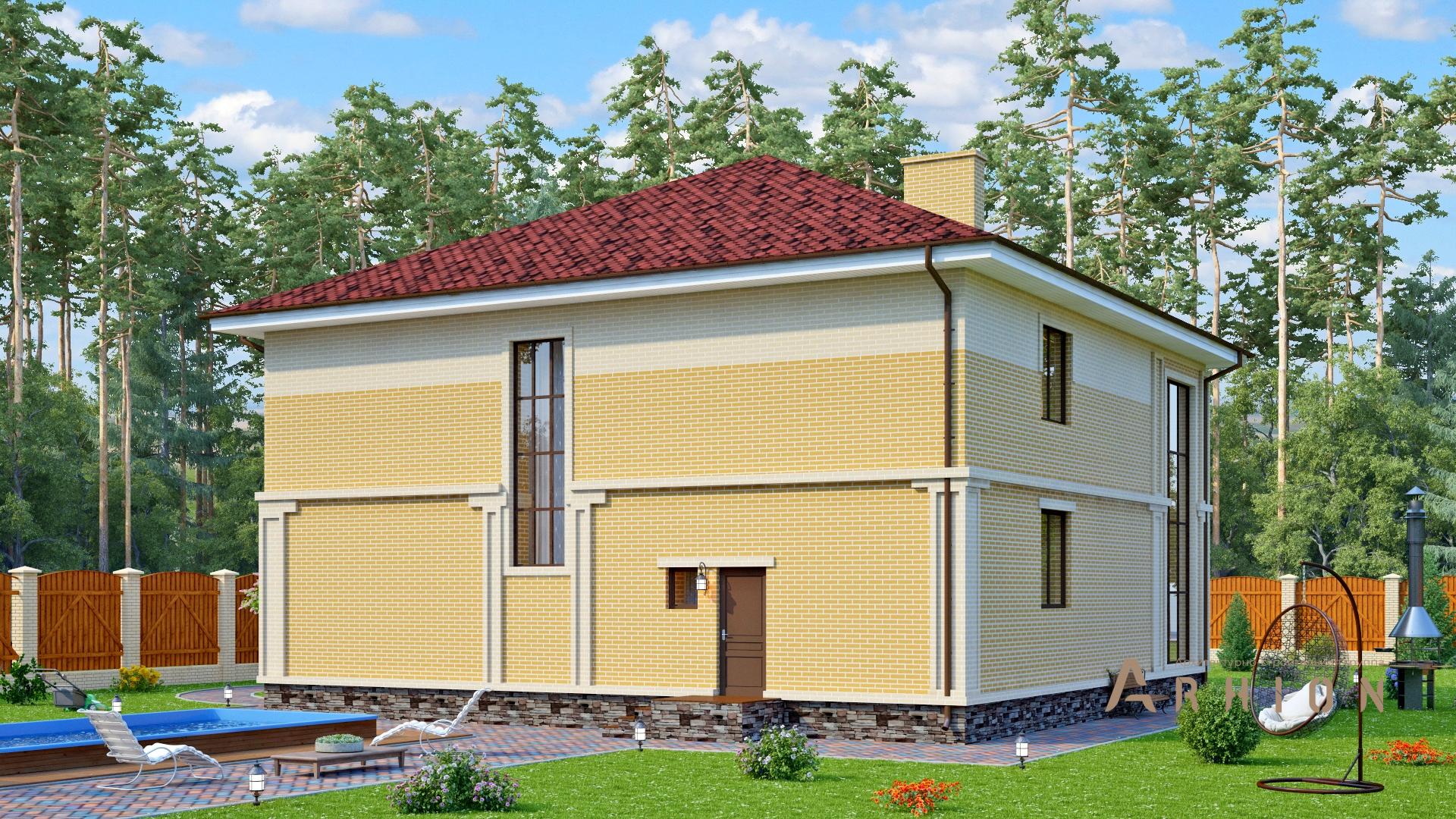 3. Проект двухэтажного дома в европейском стиле с многоскатной кровлей, s-290, площадью - 251 кв c сауной, балконом, вторым светом