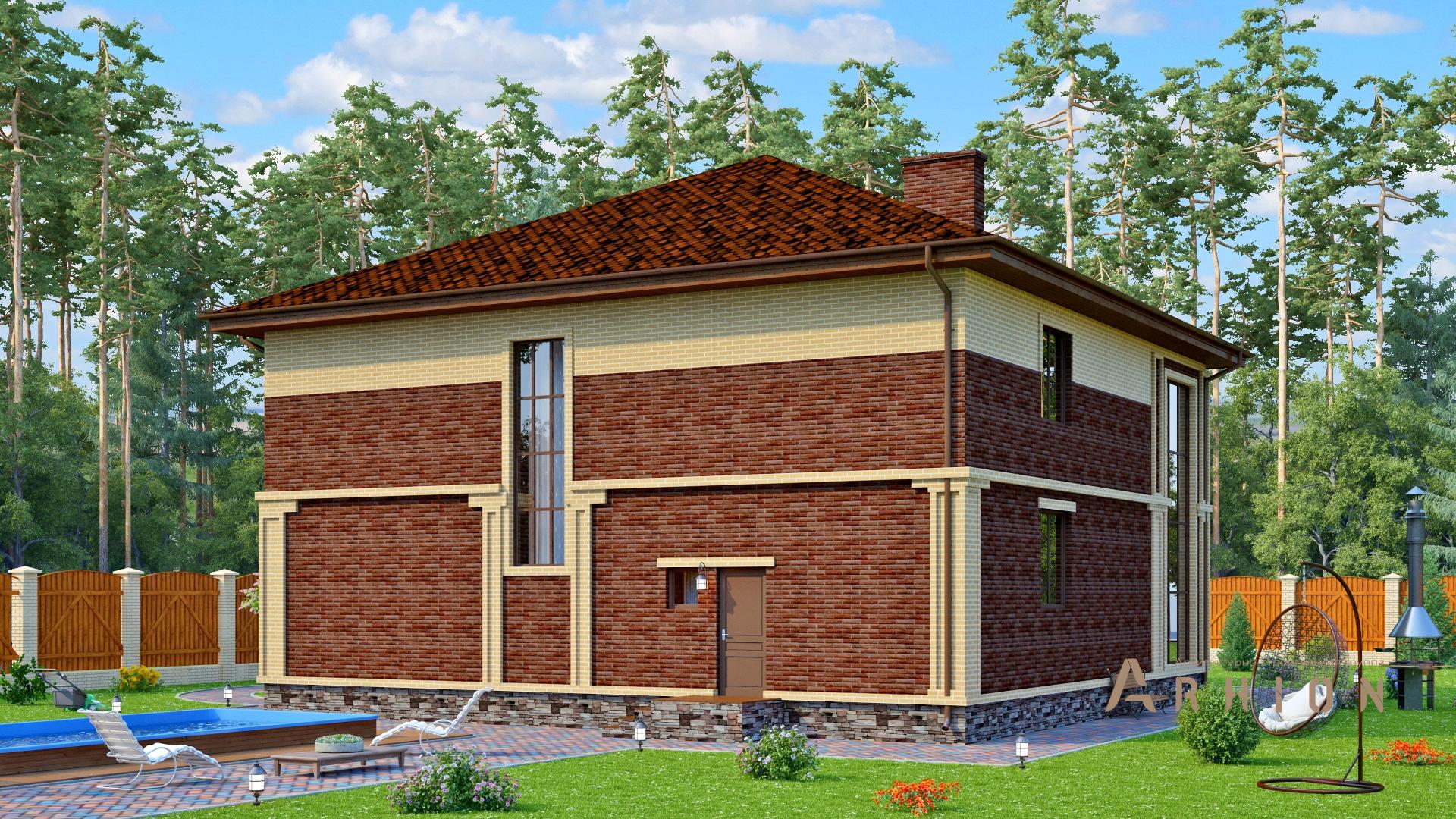 2. Проект двухэтажного дома в европейском стиле с многоскатной кровлей, s-290, площадью - 251 кв c сауной, балконом, вторым светом