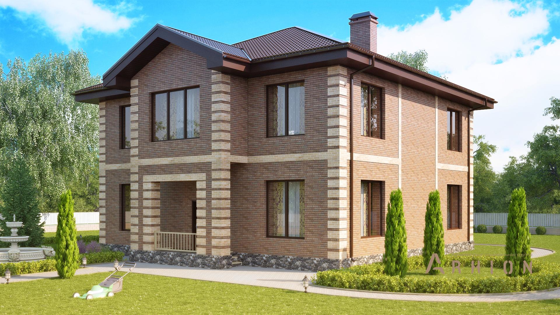 2. Проект двухэтажного дома в английском стиле с многоскатной кровлей, s-320, площадью - 320 кв c вторым светом