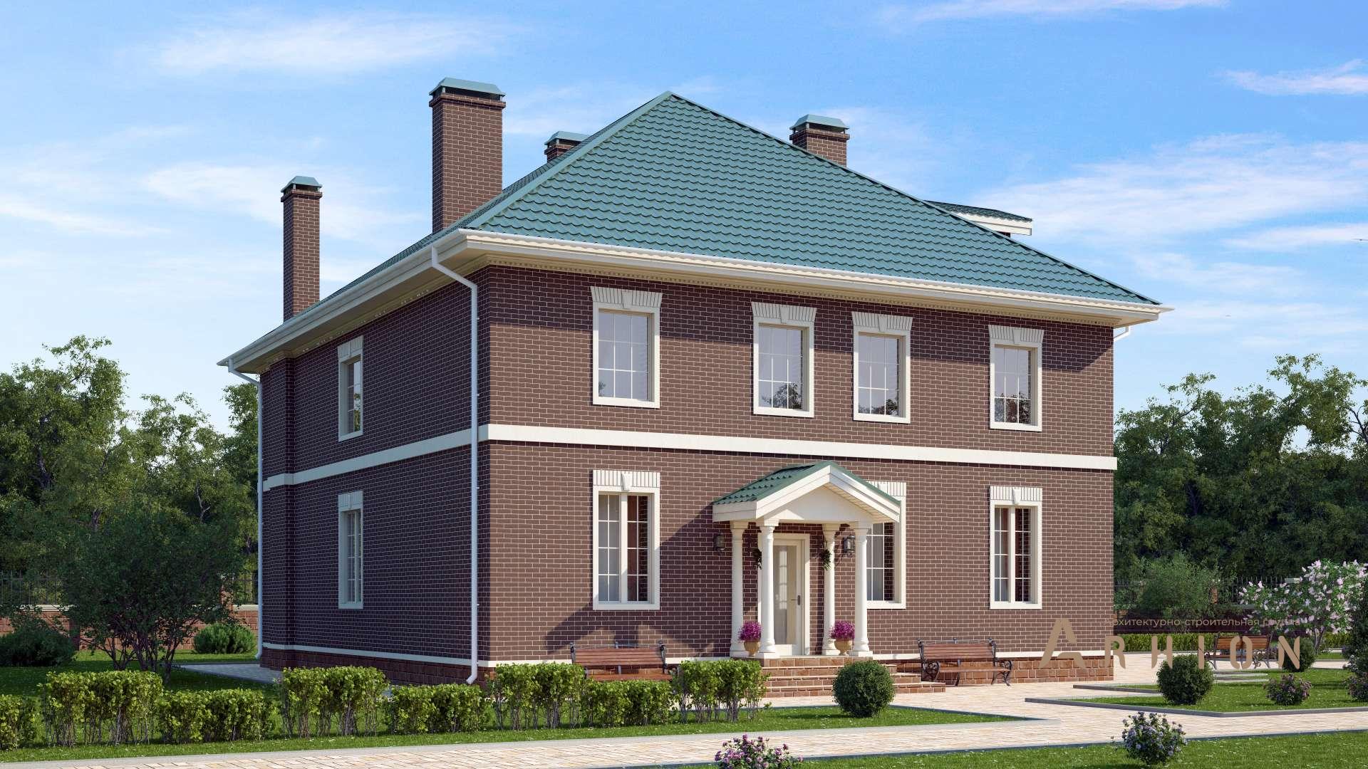 3. Проект двухэтажного дома в английском стиле с многоскатной кровлей, s-403, площадью - 386 кв c цокольным этажом, мансардой