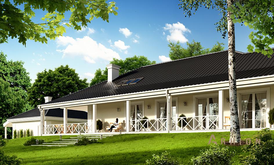 3. Проект одноэтажного дома в классическом стиле с четырехскатной, s8-255-2, площадью - 206 кв c терассой