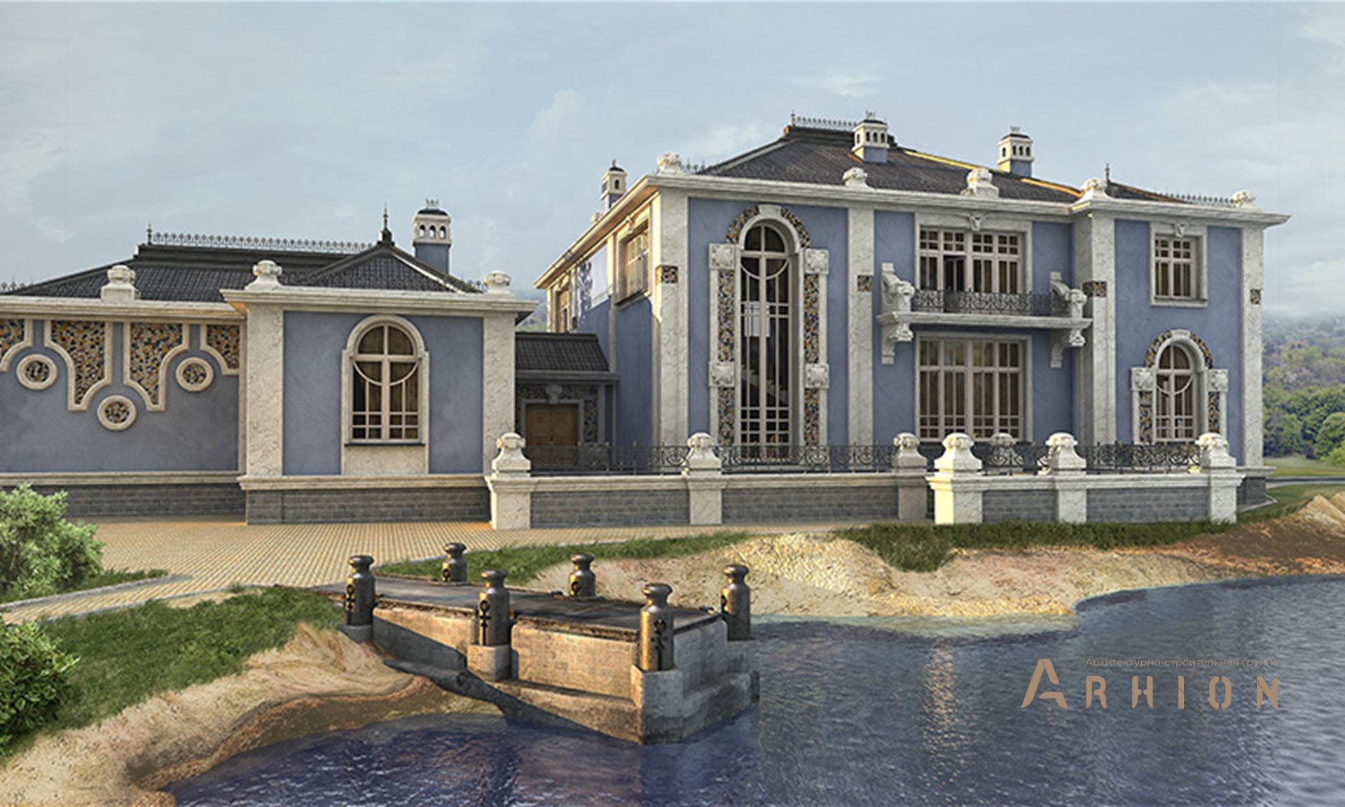 1. Проект двухэтажного дома в классическом стиле с многоскатной кровлей, SOV-11, площадью - 1119 кв c цокольным этажом, терассой, балконом