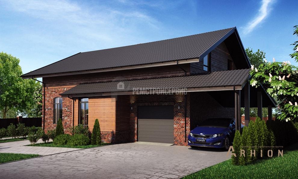 2. Проект одноэтажного дома в европейском стиле с двускатной кровлей, t-07-01, площадью - 199 кв c мансардой, терассой, гаражом