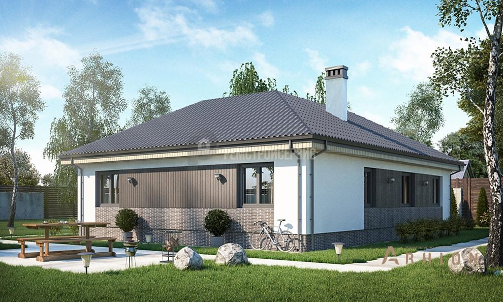 3. Проект одноэтажного дома в современном стиле с четырехскатной, t-08-01, площадью - 162 кв