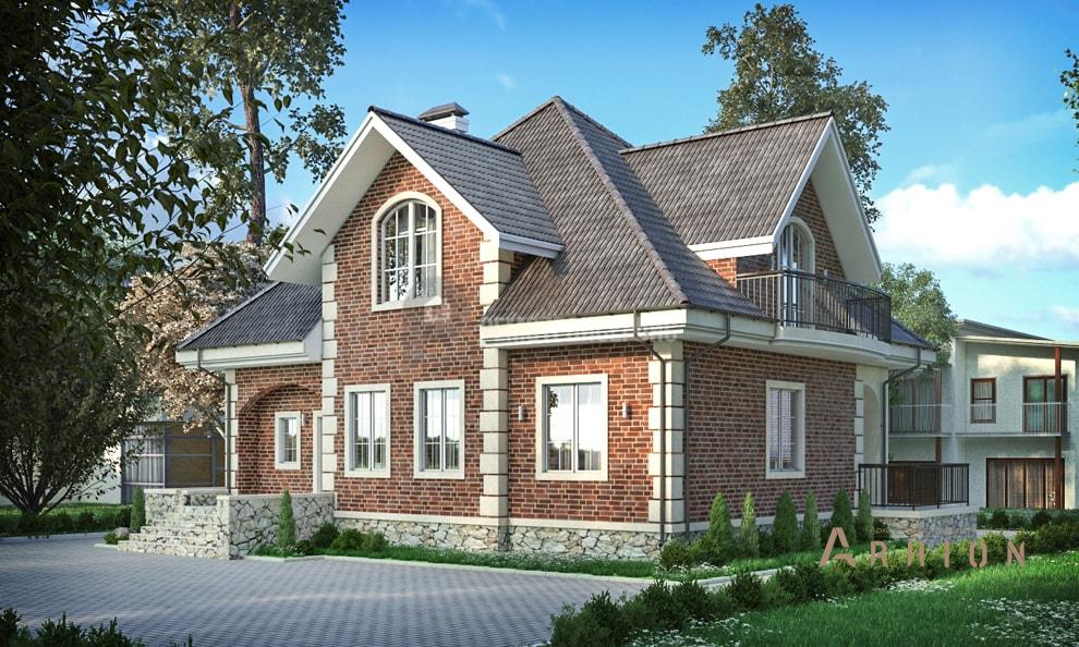 3. Проект двухэтажного дома в классическом стиле с многоскатной кровлей, t-09-01, площадью - 279 кв c цокольным этажом, терассой, балконом