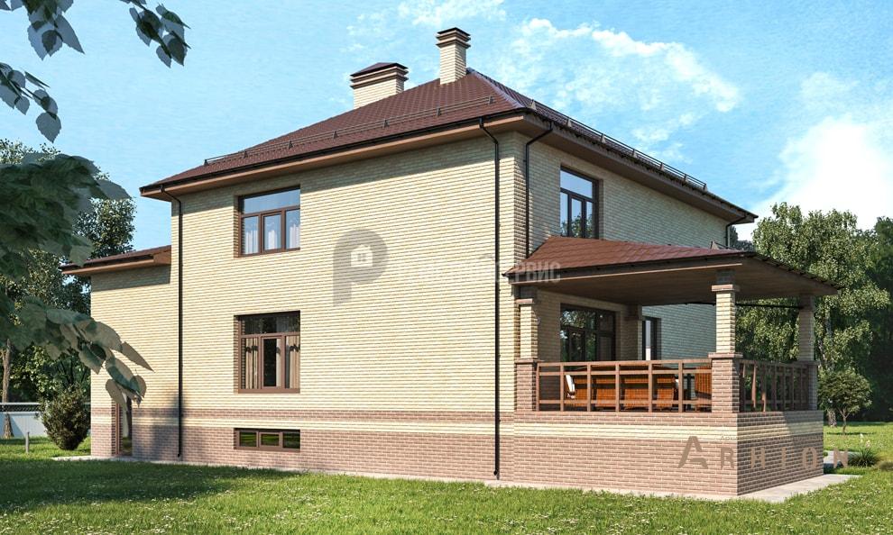 2. Проект двухэтажного дома в европейском стиле с многоскатной кровлей, t-11-01, площадью - 429 кв c цокольным этажом, терассой, гаражом