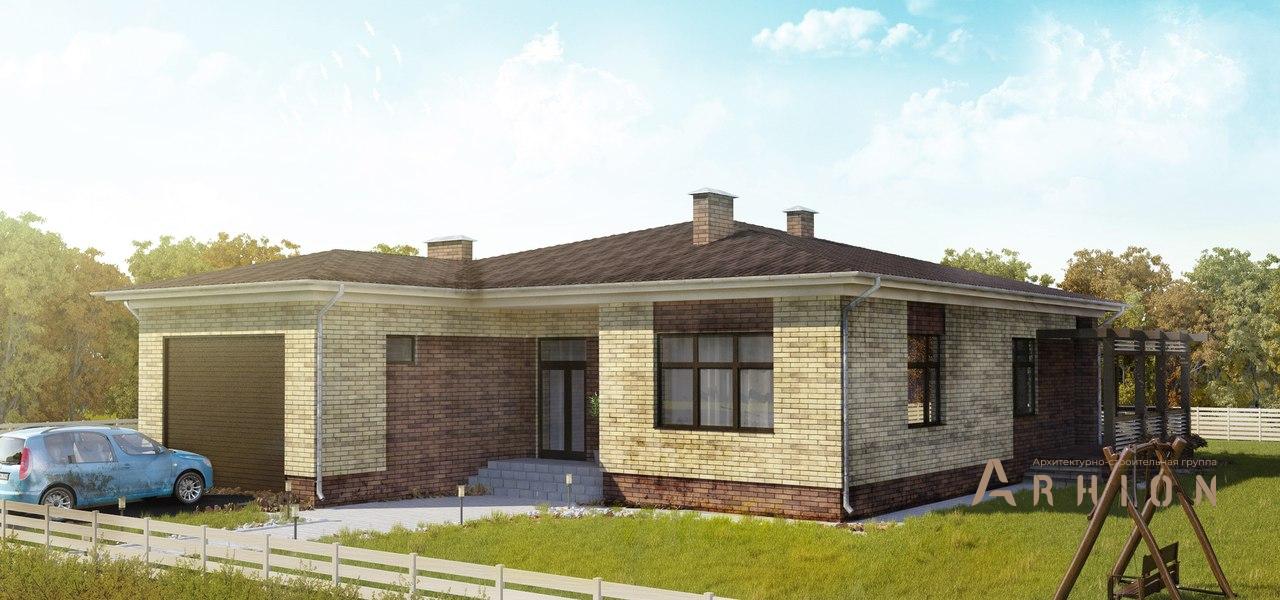 2. Проект одноэтажного дома в прованском стиле с четырехскатной, T-15, площадью - 217 кв c терассой, гаражом