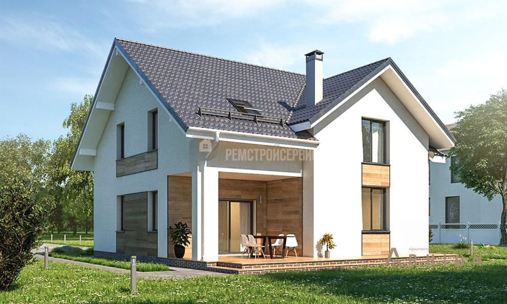 1. Проект одноэтажного дома в европейском стиле с многоскатной кровлей, t-16-01, площадью - 148 кв c мансардой, терассой