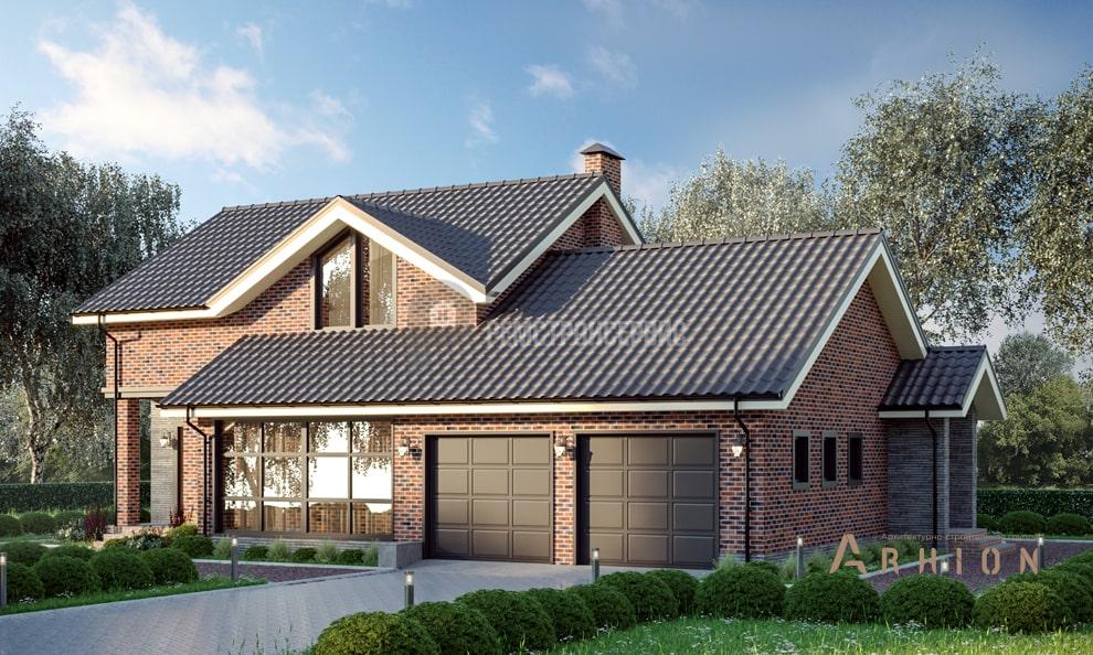 1. Проект одноэтажного дома в скандинавском стиле с двускатной кровлей, t-30-01, площадью - 174 кв c мансардой, гаражом