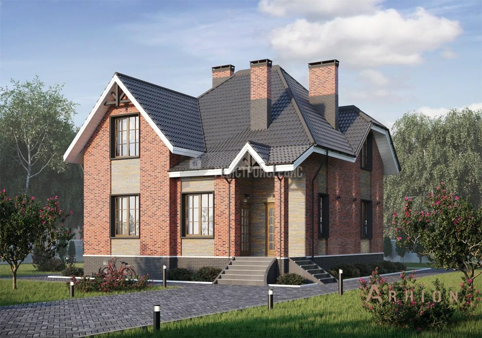 1. Проект одноэтажного дома в европейском стиле с многоскатной кровлей, t-33-01, площадью - 150 кв c мансардой