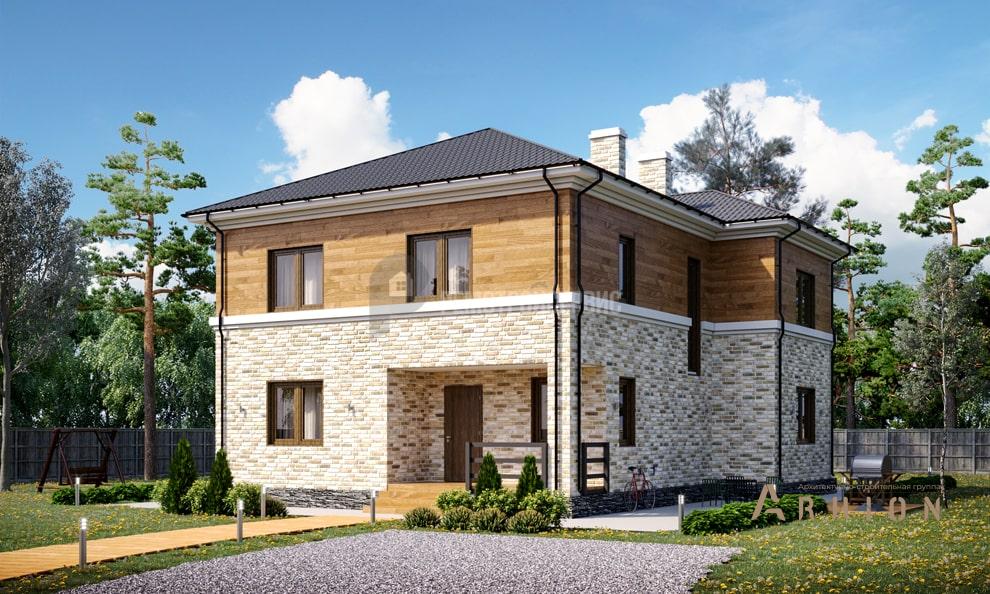 1. Проект двухэтажного дома в современном стиле с четырехскатной, t-42-01, площадью - 204 кв c терассой