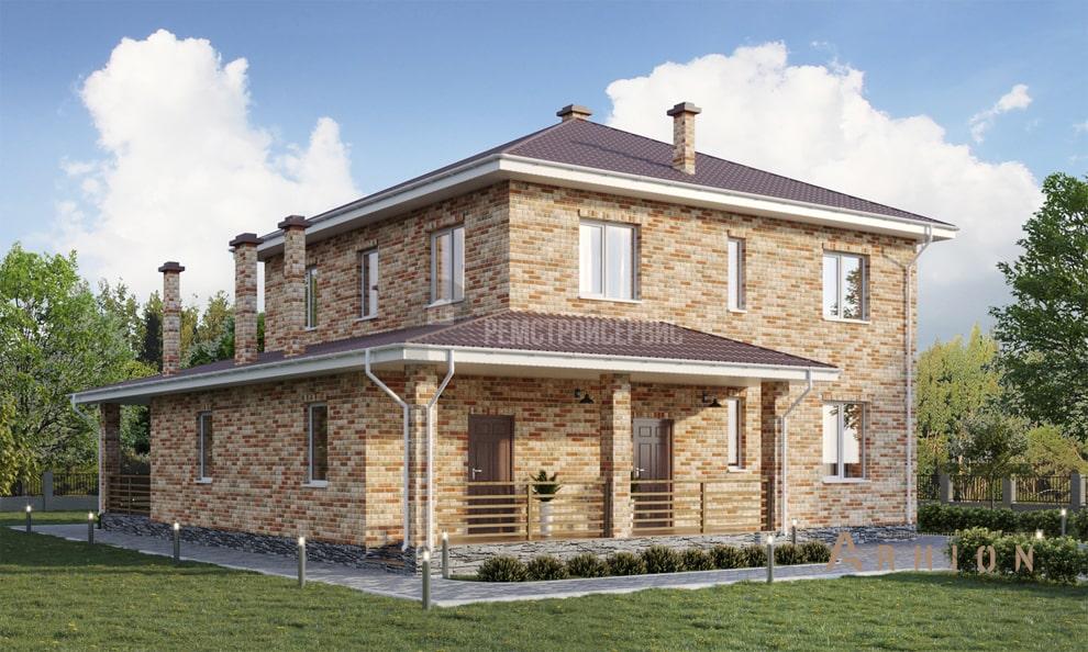 1. Проект двухэтажного дома в современном стиле с четырехскатной, t-47-01, площадью - 197 кв c сауной, терассой