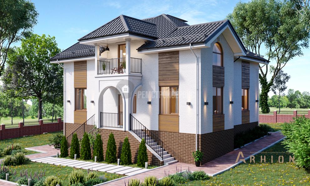 1. Проект одноэтажного дома в скандинавском стиле с многоскатной кровлей, t-60-01, площадью - 265 кв c цокольным этажом, мансардой, сауной, балконом