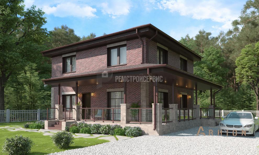 1. Проект двухэтажного дома в современном стиле с четырехскатной, t-63-01, площадью - 134 кв c цокольным этажом, терассой