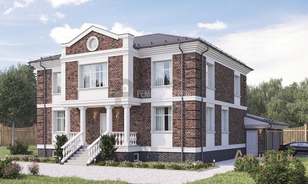 1. Проект двухэтажного дома в современном классическом стиле с четырехскатной, t-84-01, площадью - 401 кв c цокольным этажом, гаражом