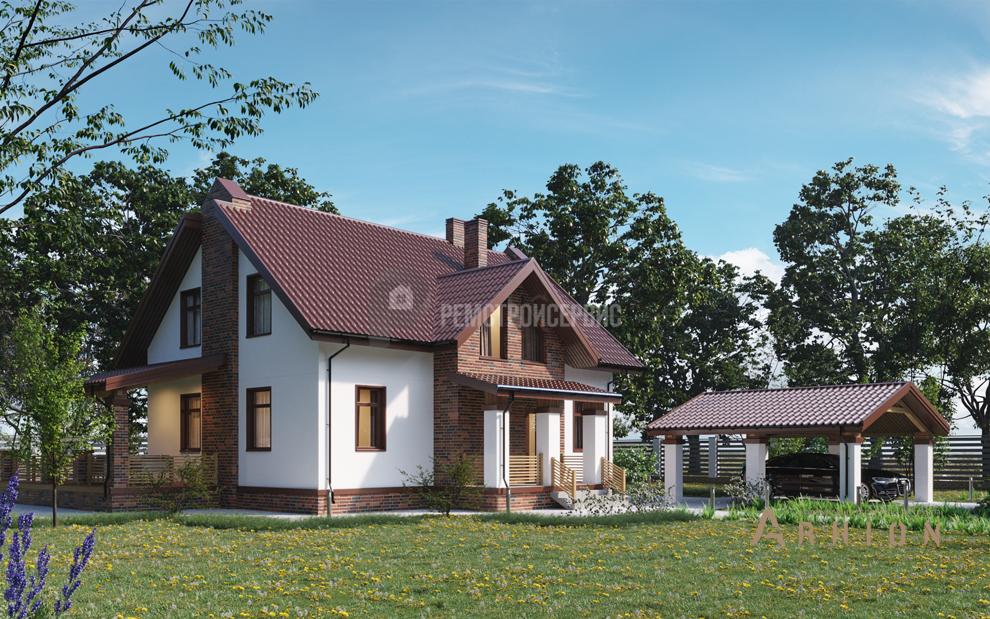 1. Проект одноэтажного дома в европейском стиле с многоскатной кровлей, t-86-01, площадью - 181 кв c мансардой, терассой