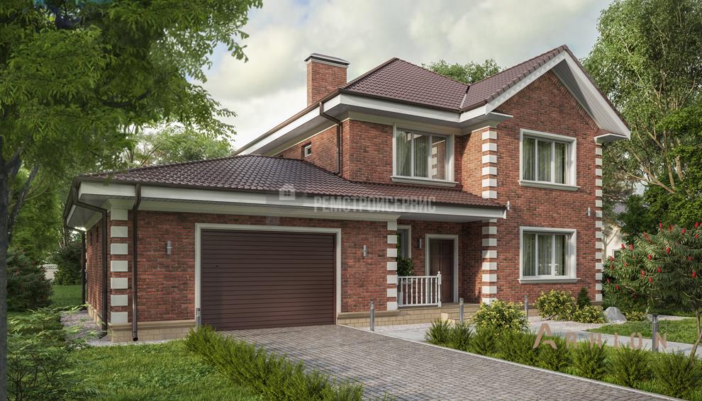 1. Проект двухэтажного дома в классическом стиле с четырехскатной, t-94-01, площадью - 197 кв c терассой, гаражом